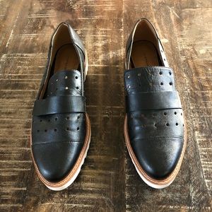 Black leather loafers